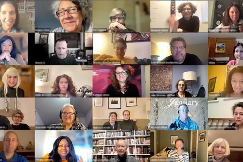 A screenshot of people gathered on zoom. 