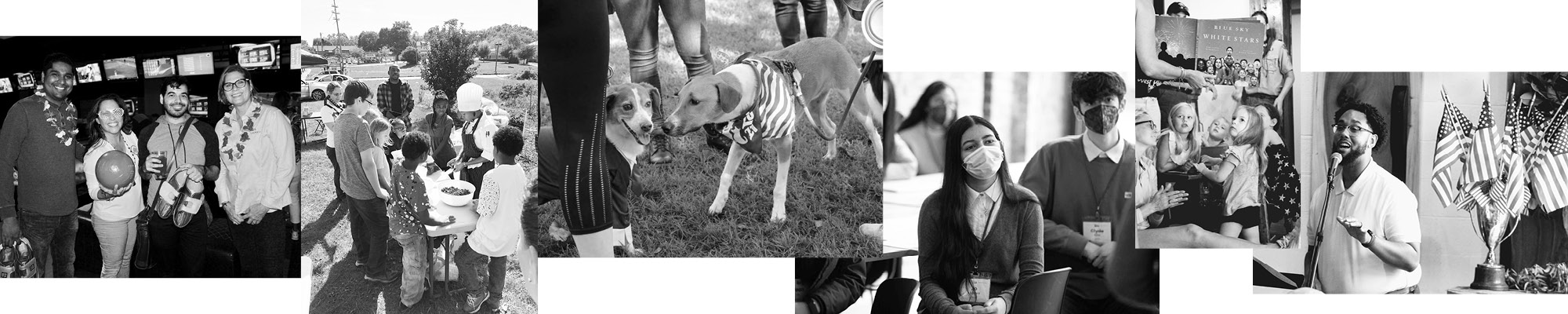 A collection of black and white photos.