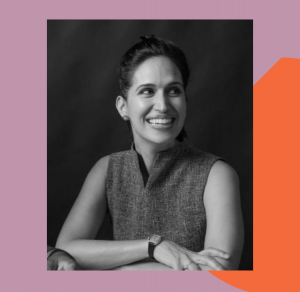 Photo of Priya Paker on a colorful background.